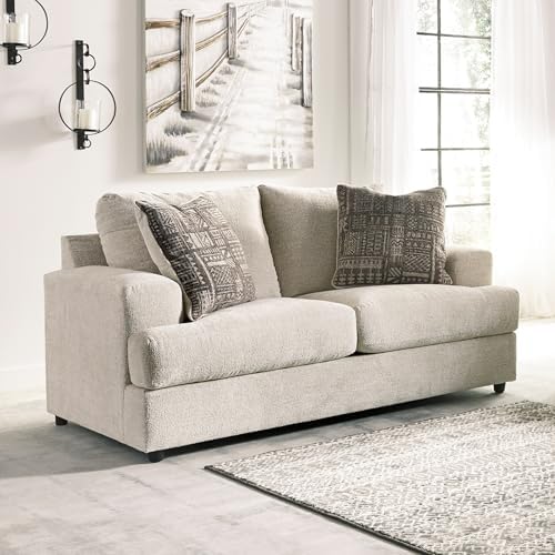 Signature Design by Ashley Soletren Loveseat, Stone Chenille Sofa Couch - Image 2