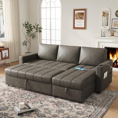 COPIAE 89 inch L-Shaped Sectional Sofa Sleeper by COPIAEMakesYourLifeMoreEnjoyable