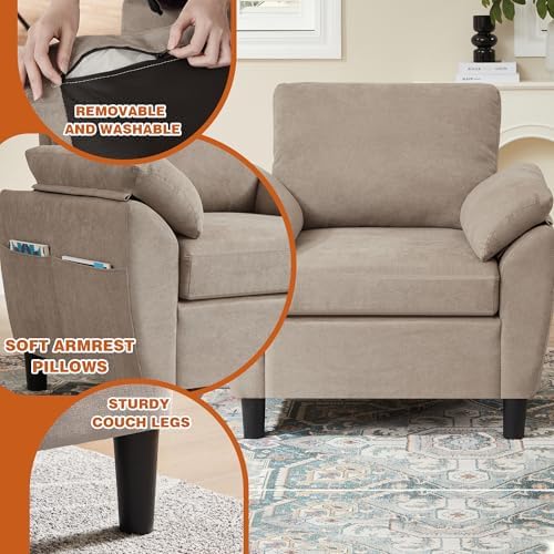 4 Pieces Sectional Sofa Set, Linen Small Couch Set - Image 6