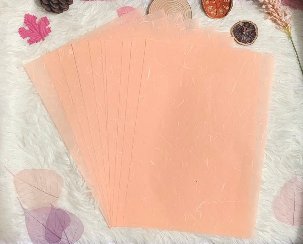50 Sheets A4 Natural Fiber Mulberry Tree Mulberry Paper Sheets Art Tissue Washi Paper Design Craft Art Origami Suppliers Card Making DIY Crafts (Wedding Tone, A4)