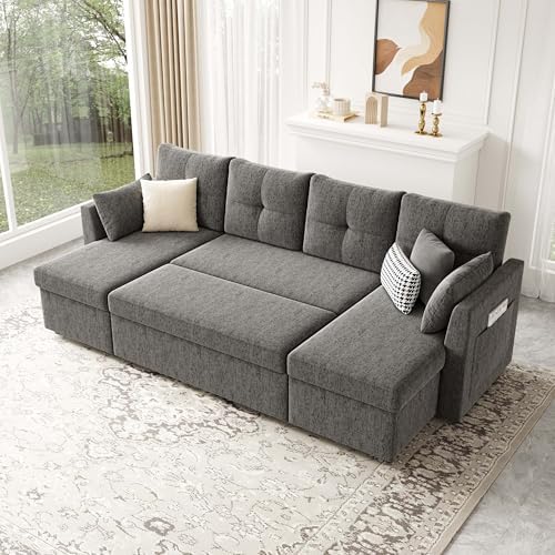 Huatean Home Oversized Sleeper Sofa Couch, Sectional Sofa Bed, Dark Grey - Image 2