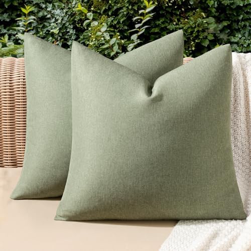 MIULEE Decorative Outdoor Pillow Covers Waterproof 20x20 Gray Green by MIULEE