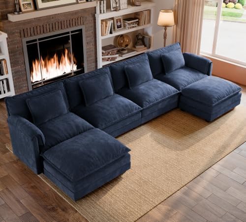 ELUCHANG 153" Oversized Modular Sectional Sofa, Comfy Chenille Cloud Couch by ELUCHANG
