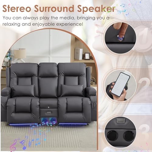 TUNYI Wall Hugger Loveseat Recliner Sofa - Image 7