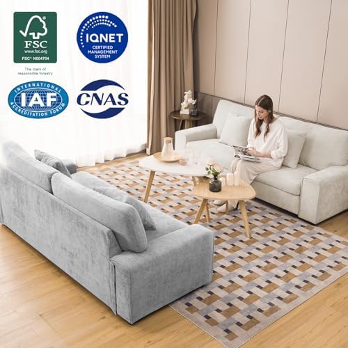 DOPEDIO 88.58" Chenille Loveseat Sofa, Modern Couch - Image 6