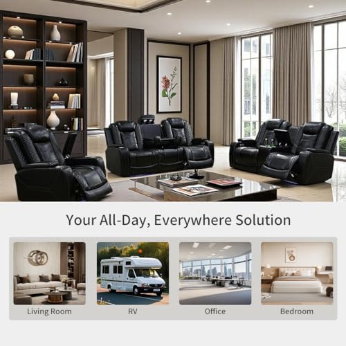 Power Recliner Chair Set, Living Room Furniture Sets, Modern Reclining Single - Image 7
