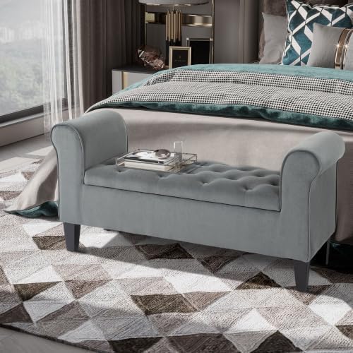 HOMCOM Button-Tufted Storage Ottoman Bench - Image 4