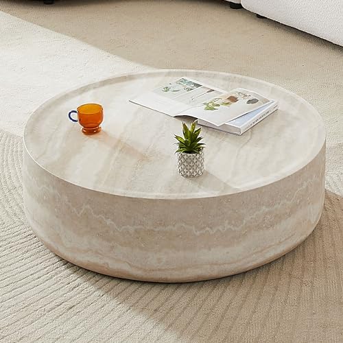 JUSTONE 31.49" Round Coffee Table, No Assembly Required，Modern Marble Faux - Image 6