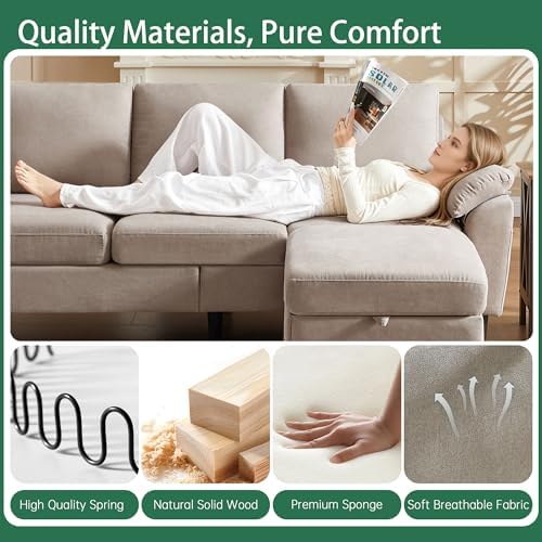 80" L Shaped Couch with Storage, Small Sectional Couches - Image 3
