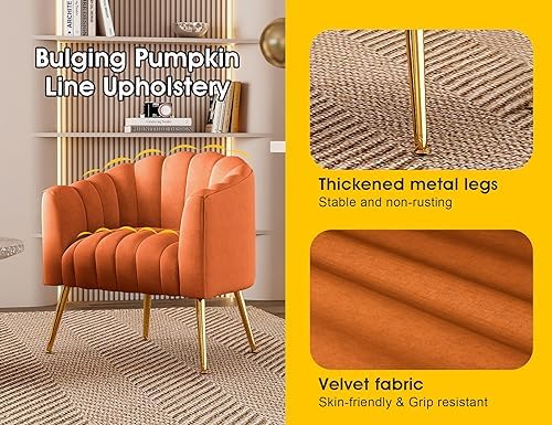 Dewhut Oversized Pumpkin Couch Accent Chair, Modern Comfy Velvet Upholstered - Image 6