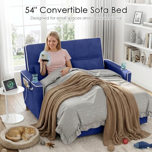 54'' Sleeper Sofa, Convertible Sofa Bed - Image 3