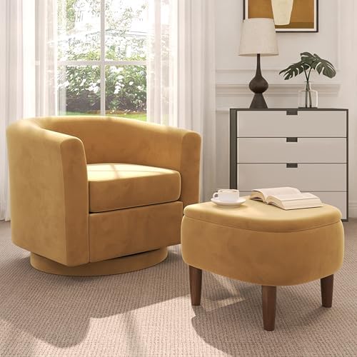 360° Swivel Accent Chair with Storage Ottoman by zzlay