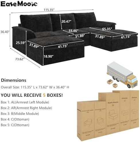 EASE MOOSE Boneless Couches for Living Room - Image 2