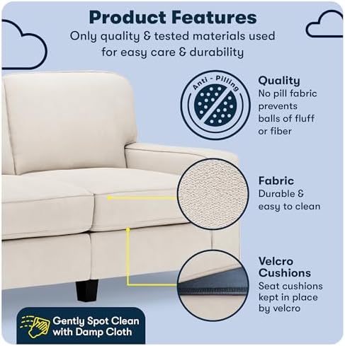 Serta Palisades 61" Track Arm Sofa, Easy Care Polyester, Soft Pillow Back - Image 3