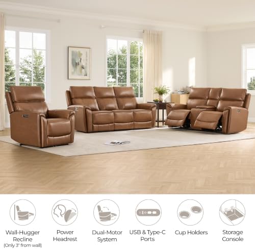 CHITA Genuine Leather Power Reclining Sofa, Loveseat - Image 3