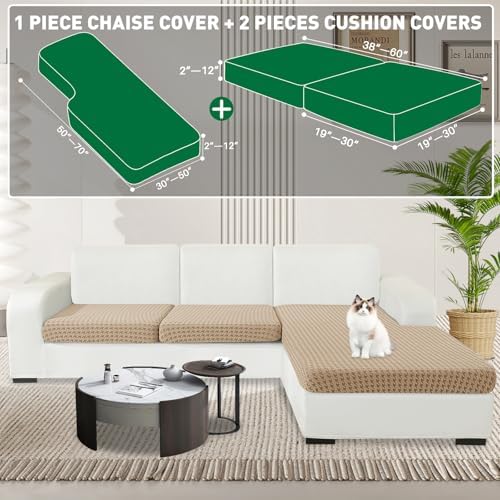 MAXIJIN Couch Cushion Covers for Sectional Sofa, Stretch Sofa Cushion Cover - Image 2