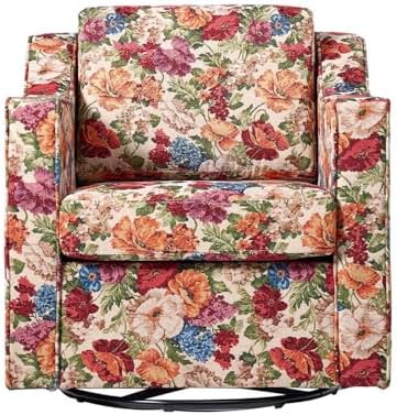 Swivel Accent Chair, Floral Upholstered Armchair - Image 7