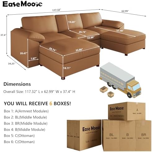 EASE MOOSE Sectional Couches for Living Room, U Shaped Sofa - Image 2