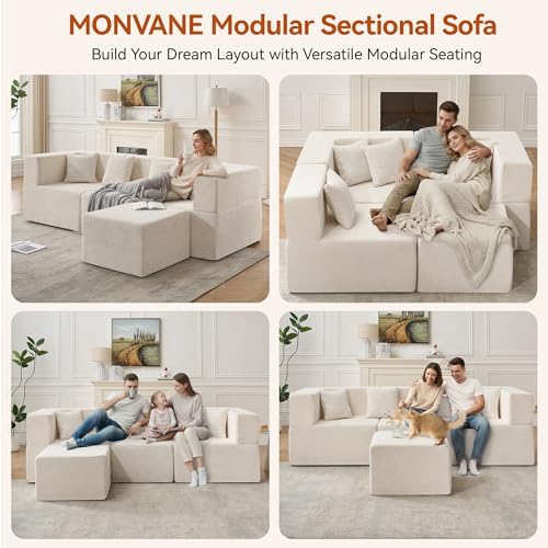 MONVANE 103'' Modular Sectional Sofa, Cloud Sectional Couch - Image 4