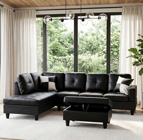 Faux Leather Sectional Couches for Living Room by Topcomfy