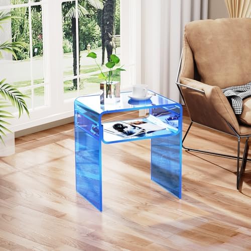 Clear Acrylic End Table 2-Tier Bedside nightstand - Image 2