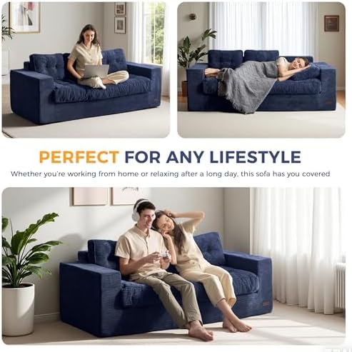 MAXYOYO Loveseat Sofa Couch, Upholstered Bean Bag Chair Cloud Seat - Image 3
