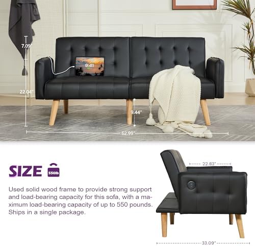65'' Convertible Futon Sofa Bed - Image 4