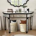 Black Mirrored Console Table, Modern Luxury Entryway Vanity Desk Mirrored by Unknown