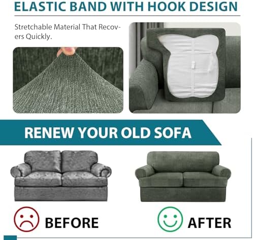 T Cushion Loveseat Slipcover 3 Pieces Sofa Covers - Image 5