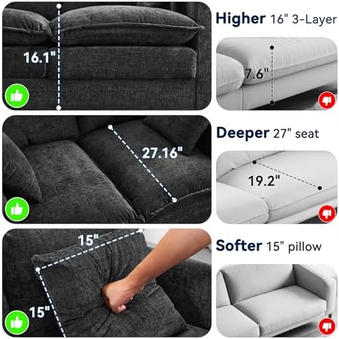 Loveseat Sofa Couch, Small Mini Compact 50" Love Seat 27" Deep Cloud Sofa Seat - Image 4