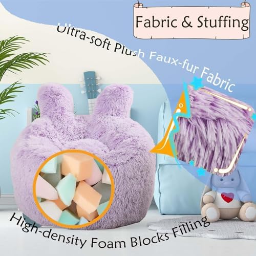Fluffy Bean Bag Chair for Kids, - Image 4