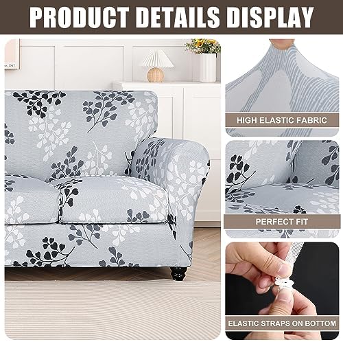 SearchI Stretch Sofa Cover Printed Couch Cover, Floral Pattern 4 Pieces Sofa - Image 2