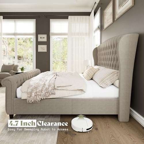 AMERLIFE California King Upholstered Sleigh Bed Frame - Image 6