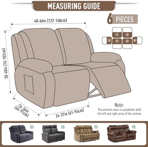 TAOCOCO Stretch Loveseat Recliner Covers 6 Piece - Image 5