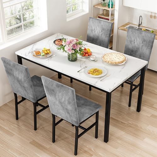 Hooseng Dining Room Table Set 5 Piece Dining Table Set Marble Dining Table 4 - Image 4