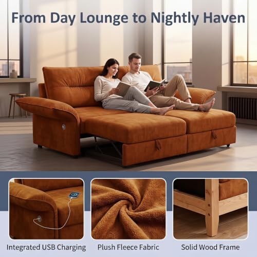 85"Convertible Queen Pull Out Sleeper Sofa Bed - Image 3