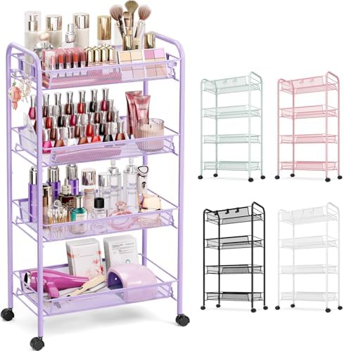 TOOLF 4 Tier Rolling Cart, Metal Utility Storage Cart by TOOLF