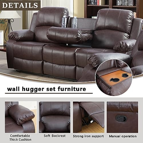 A Ainehome Living Room Furniture Set Leather Recliner Sofa Set Loveseat Chair - Image 3