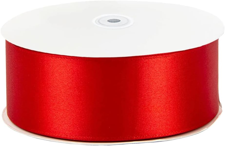 LIUYAXI Red Double Faced Satin Ribbon, 2" X Continuous 50 Yards, Ribbons Perfect for Gift Wrapping Wedding DIY Craft Bow Making & Other Projects
