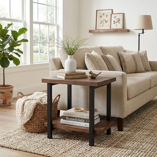 Alaterre Furniture Pomona Solid Wood 2-Tier End Table, Rustic Brown - Image 6