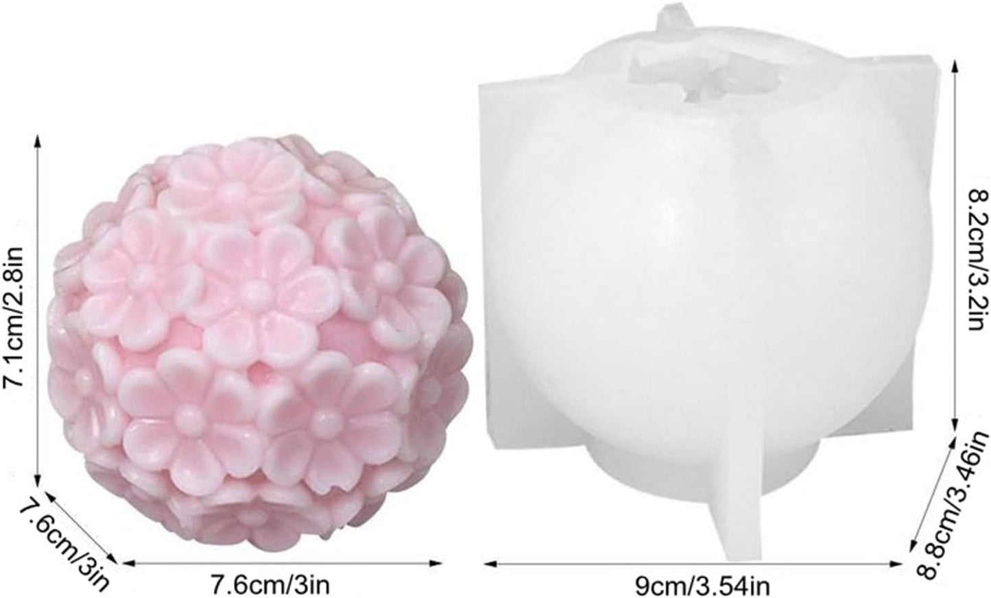 Chrysanthemum Ball Candle Soap Mold Daisy Flower Silicone Mold for Fondant,Chocolate,Candy, Bath Bomb,Epoxy Resin,Plaster, Polymer Clay