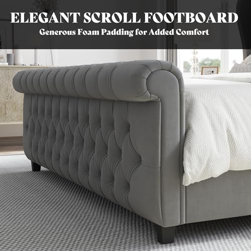 AMERLIFE California King Upholstered Sleigh Bed Frame - Image 5