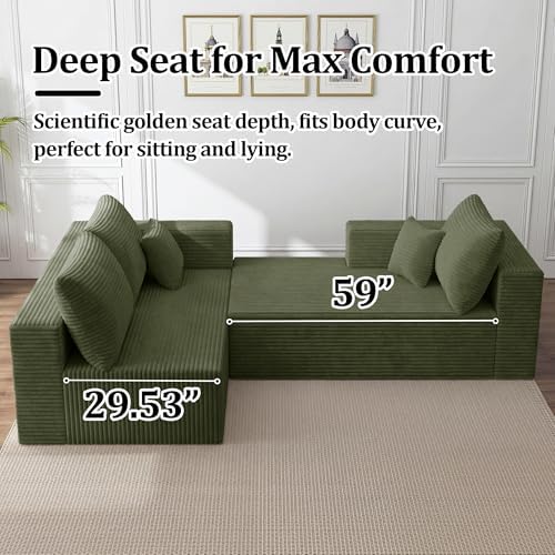 108" Modular Sectional Sofa, L-Shaped Cloud Couch - Image 5
