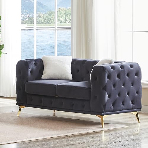 KEIKI 61" Luxury Oversized Velvet Chesterfield Sofa - Image 4
