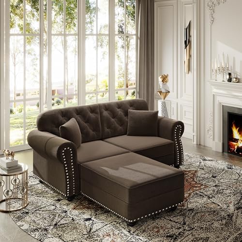 GDFStudio 63" Upholstered Velvet Loveseat Sofa by GDFStudio