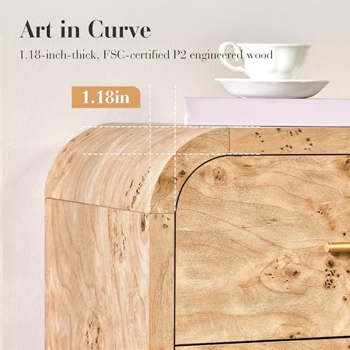 Curved 9-Drawer Dresser for Bedroom, Vanity Desk TV Stand for Living Room - Image 6