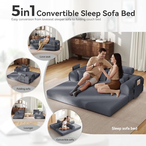 79"Round Arm Sofa with High Backrest Pillow - Image 3