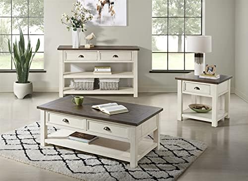 Martin Svensson Home Monterey Solid Wood Sofa Console Table, Cream & Brown - Image 4