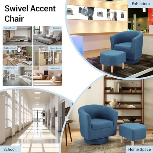 DAZONE Swivel Accent Chair Modern Barrels Chair - Image 4