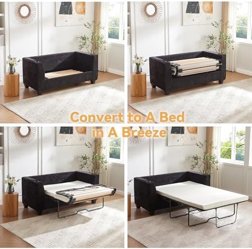 Brelice Pull Out Sofa Bed, Sleeper Sofa Couch, 2-in-1 Convertible Chenille - Image 6